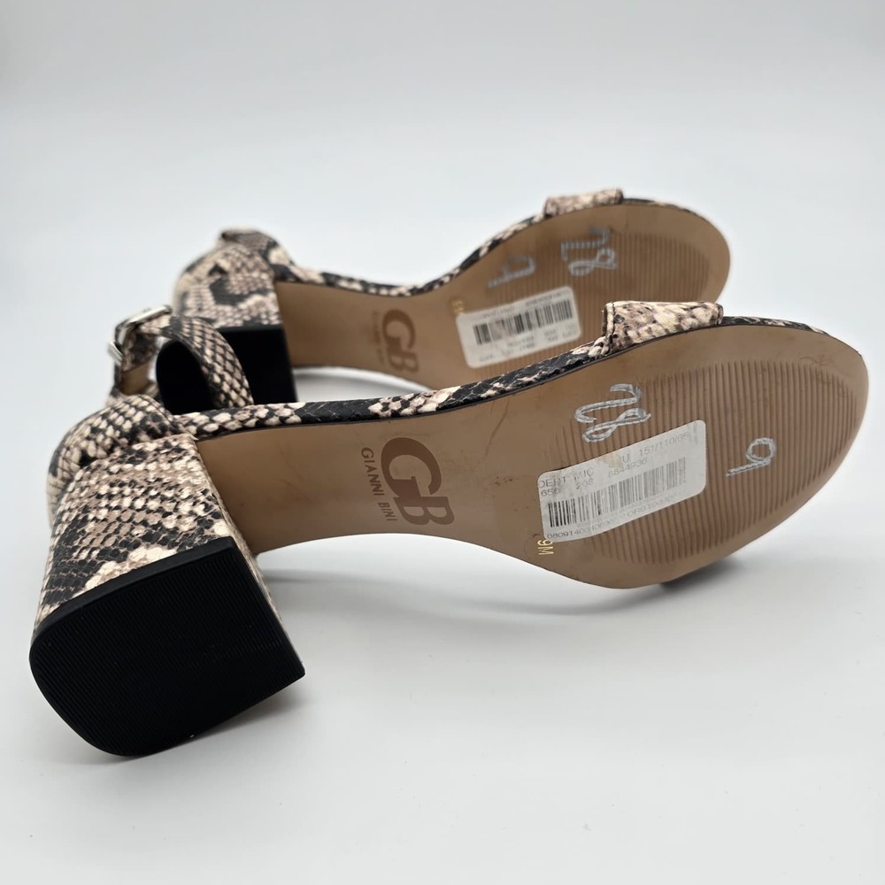 Gianni Bini Womens Sandals Sz 9M Block Party Snake Print Leather Ankle Strap - Picture 3 of 7